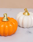 Classic Orange Pumpkin Ceramic Decor - ديكور يقطين سيراميك برتقالي كلاسيكي