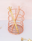 Round Wire Rose Gold Pen Holder - حامل أقلام ذهبي وردي