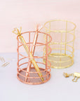 Round Wire Gold Pen Holder - حامل أقلام ذهبي