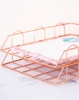 Wire Rose Gold Paper Rack - منظم ورق ذهبي وردي