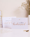 Maid of Honor & Bridesmaid Gold Greeting Cards