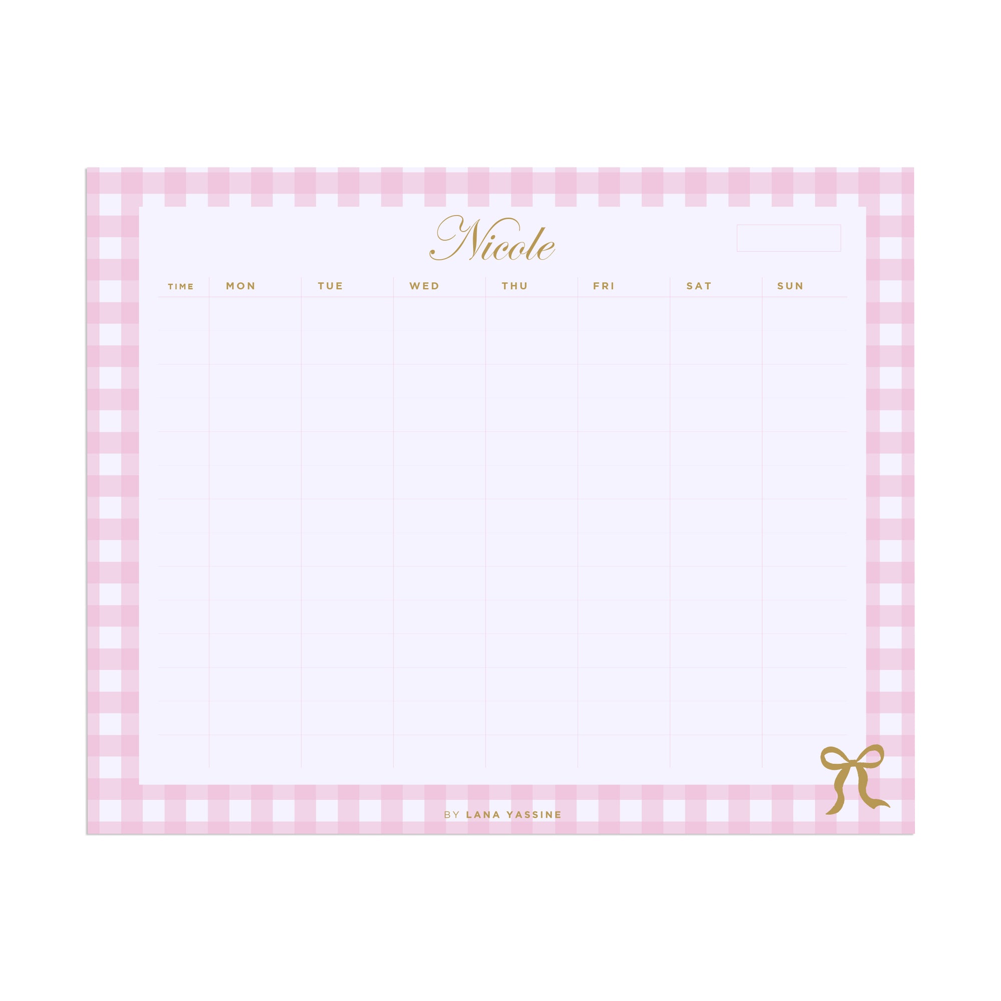 Gingham Time Blocks Weekly Desk Planner