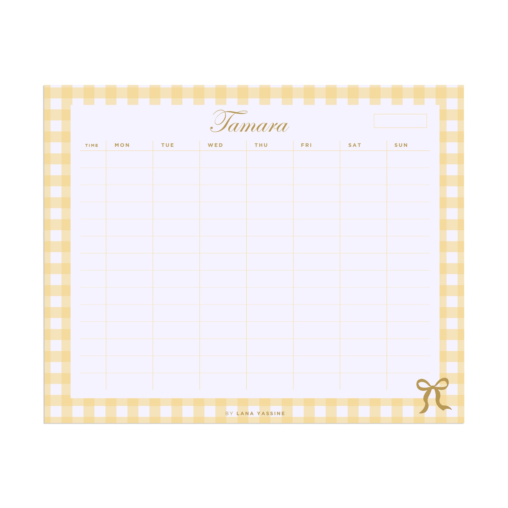 Gingham Time Blocks Weekly Desk Planner