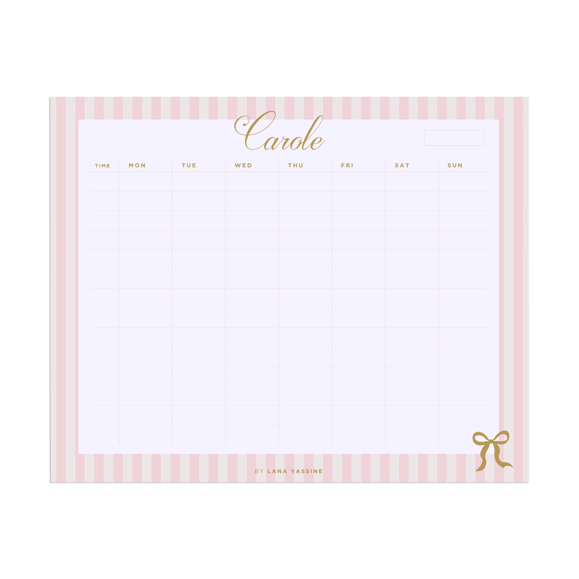 Upper East Side Time Blocks Weekly Desk Planner