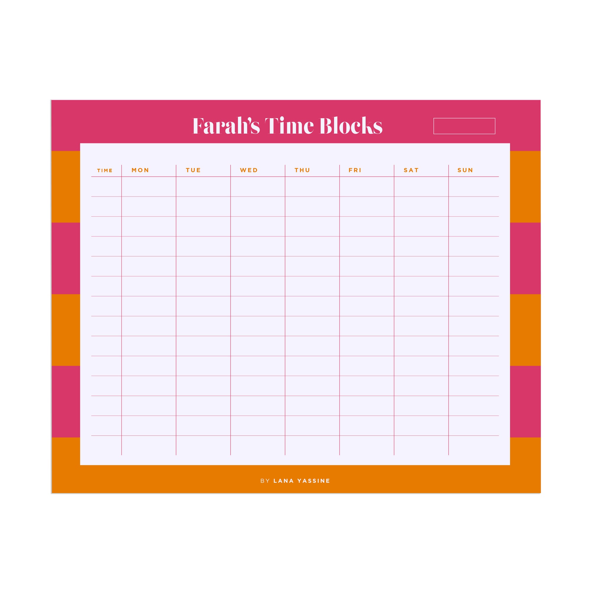 Tropical Sunset Time Blocks Weekly Desk Planner