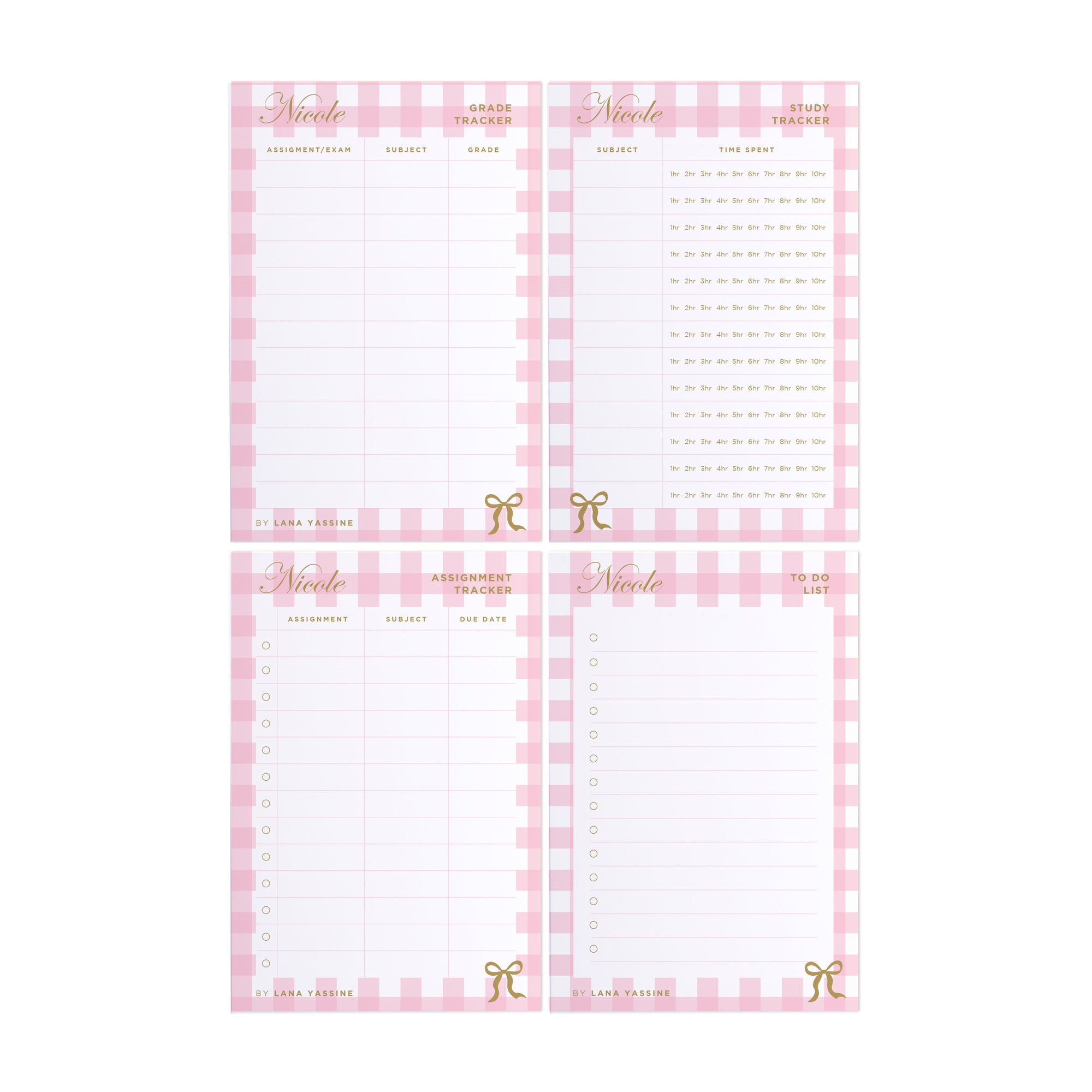 Gingham Student Study Desk Planner