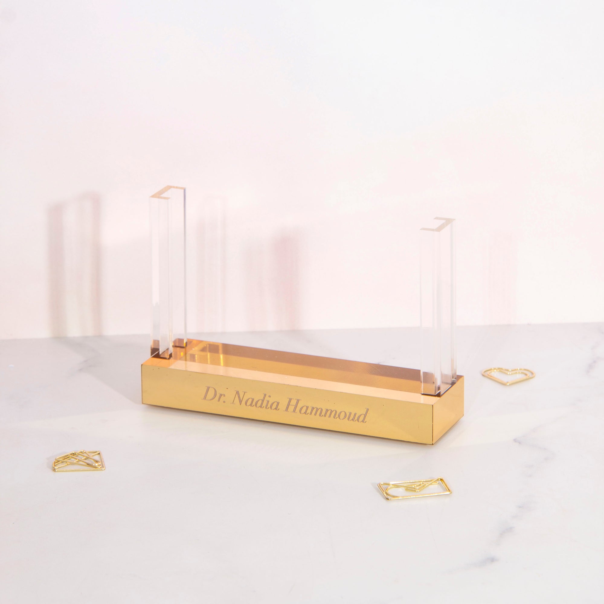 Acrylic Gold Desk Stand - قاعدة مكتب أكريليك ذهبية