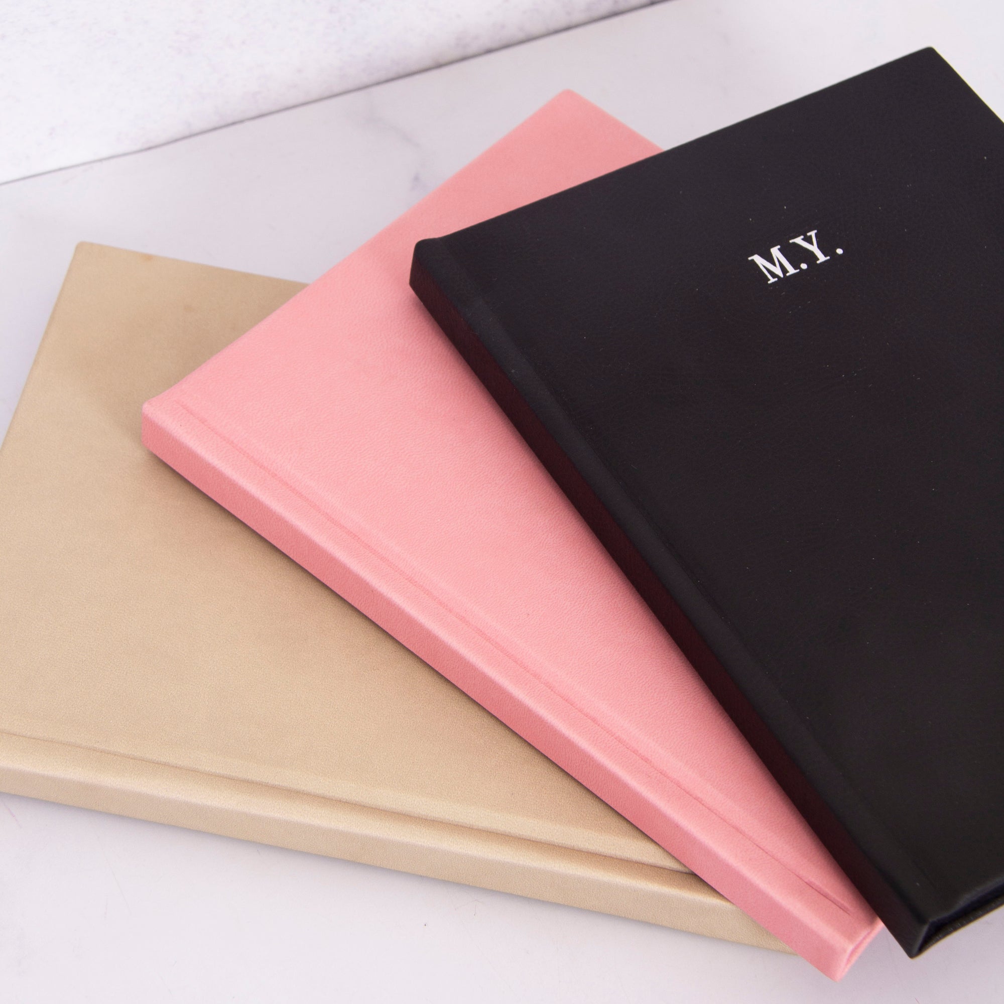 Initials Pink Vegan Leather Lined Notebook