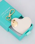 Off-White Vegan Leather Heart Keychain
