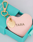 Pink Vegan Leather Heart Keychain
