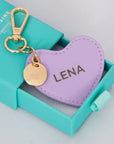 Purple Vegan Leather Heart Keychain