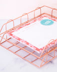 Wire Rose Gold Paper Rack - منظم ورق ذهبي وردي