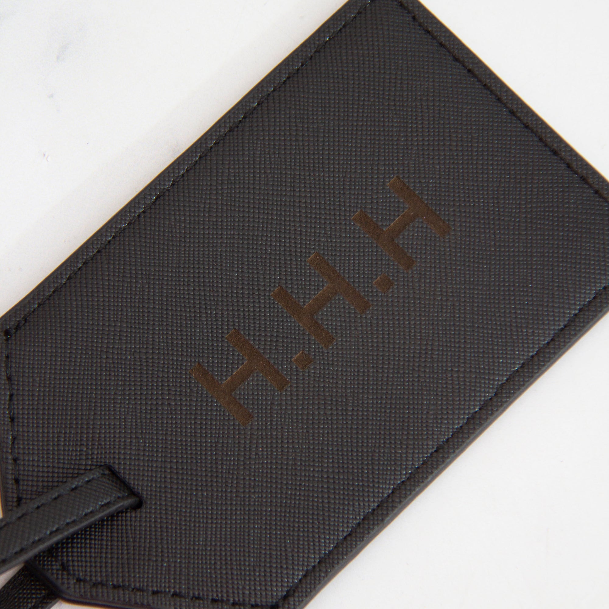 Black Vegan Leather Luggage Tag