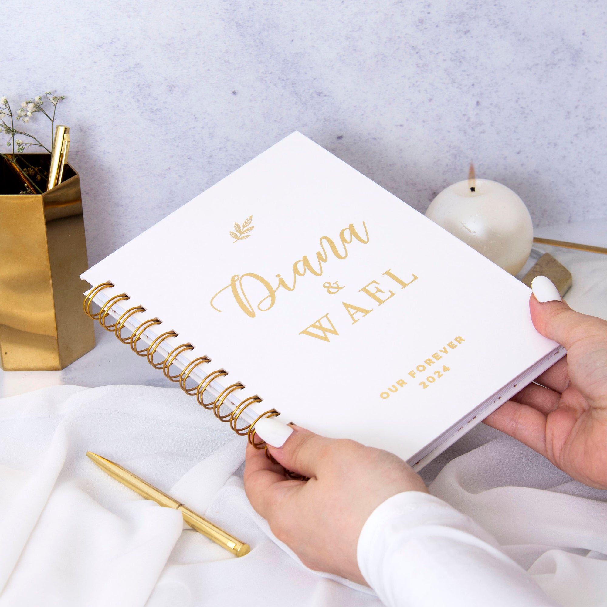 Playful Names Foil Wedding Lined Notebook